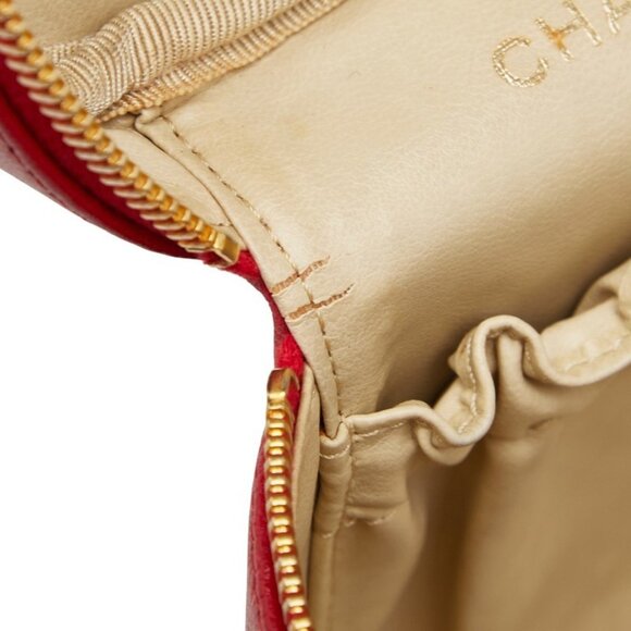 CHANEL Red Caviar Leather Logo Vanity Bag - Picture 8 of 14